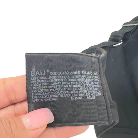 Bali Black Women SZ 36DDD Full Coverage Underwire Minimizer Bra - Picture 3 of 7